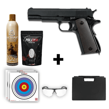 We Colt 1911 Gen2 Siyah Airsoft Tabanca + Green Gas + 0.20gr BB + Taşıma Çantası + Balistik Gözlük