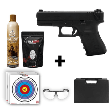 We Glock 23 Gen3 Siyah + Green Gas + 0.20gr BB + Taşıma Çantası + Balistik Gözlük
