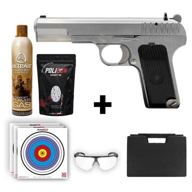 We Tokarev TT33 Silver + Green Gas + 0.20gr BB + Taşıma Çantası + Balistik Gözlük