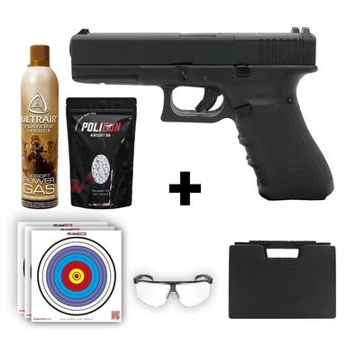 We Glock 17 Gen4 Mos Siyah+ Green Gas + 0.20gr BB + Taşıma Çantası + Balistik Gözlük
