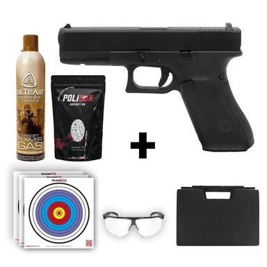 We Glock 17 Gen5 Siyah + Green Gas + 0.20gr BB + Taşıma Çantası + Balistik Gözlük