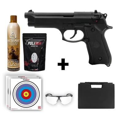 We Beretta M92 Standart Siyah + Green Gas + 0.20gr BB + Taşıma Çantası + Balistik Gözlük