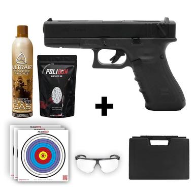We Glock 18 Gen4 Siyah + Green Gas + 0.20gr BB + Taşıma Çantası + Balistik Gözlük