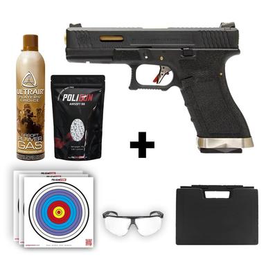 We Glock 17 T1 + Green Gas + 0.20gr BB + Taşıma Çantası + Balistik Gözlük
