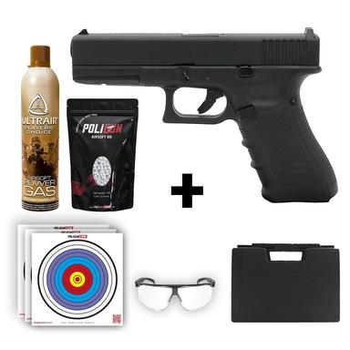 We Glock 17 Gen4 Siyah + Green Gas + 0.20gr BB + Taşıma Çantası + Balistik Gözlük