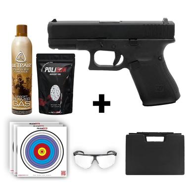 We Glock 19 Gen5 Siyah + Green Gas + 0.20gr BB + Taşıma Çantası + Balistik Gözlük
