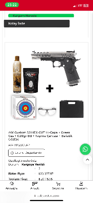 AW CUSTOM 5.1 Hez-Cut hi-Capa+Green gas+0.20gr BB+ taşıma çantası +balistik gözlük 